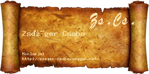 Zséger Csaba névjegykártya